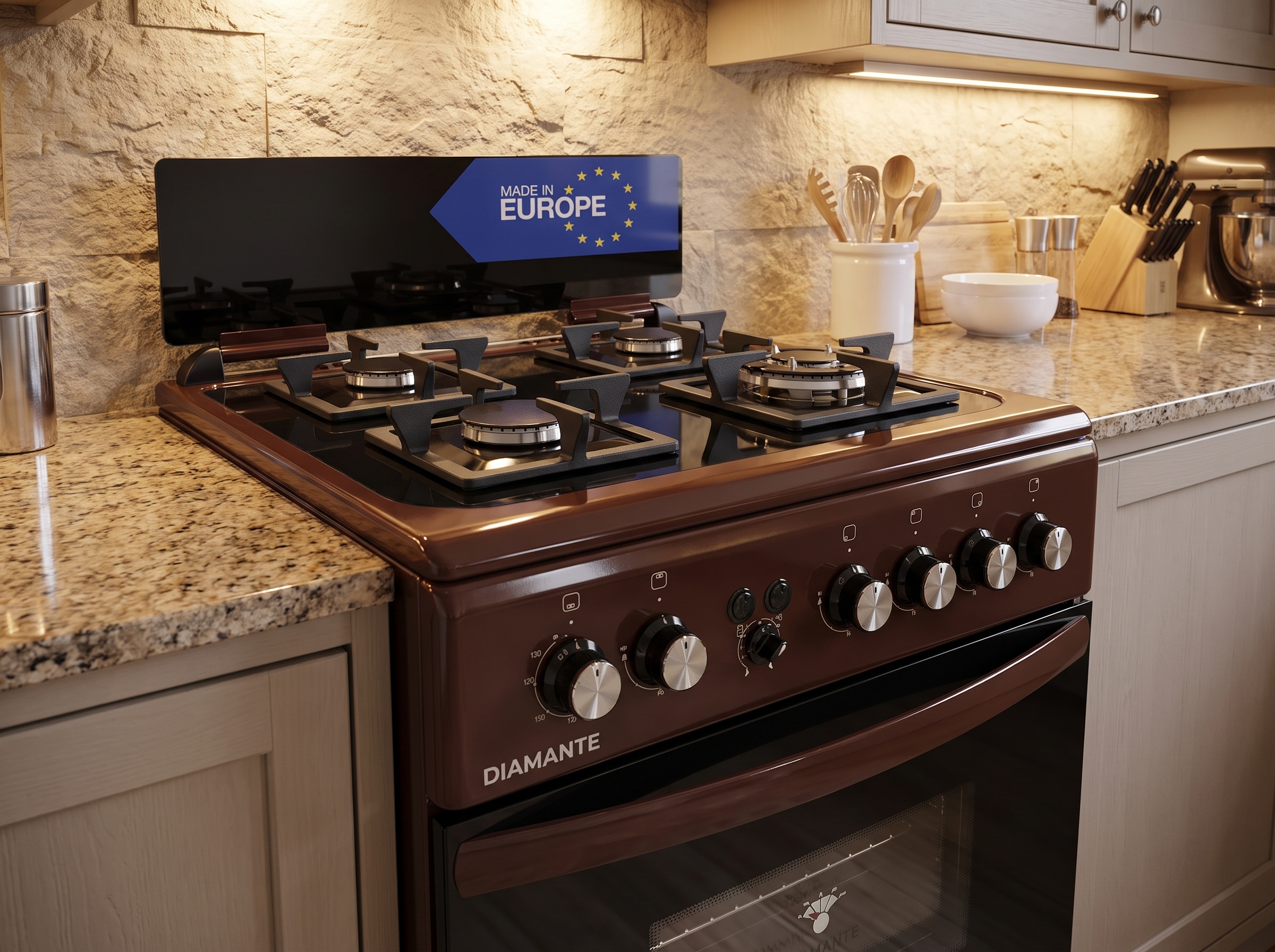 Freestanding Cooker Klasik 4 Tungku Diamante Europe