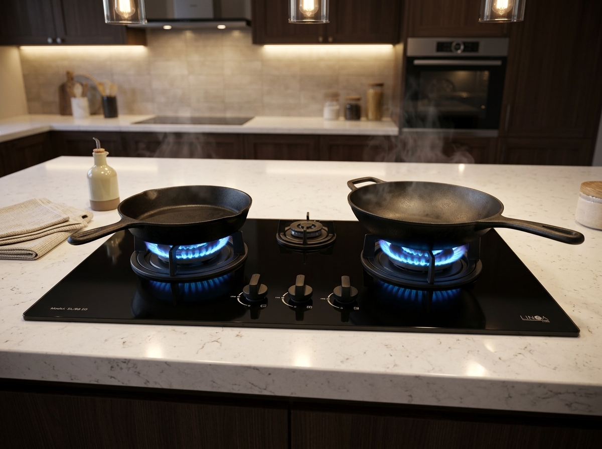 Kompor Tanam Gas Hob Tempered Glass Linea 3 Tungku