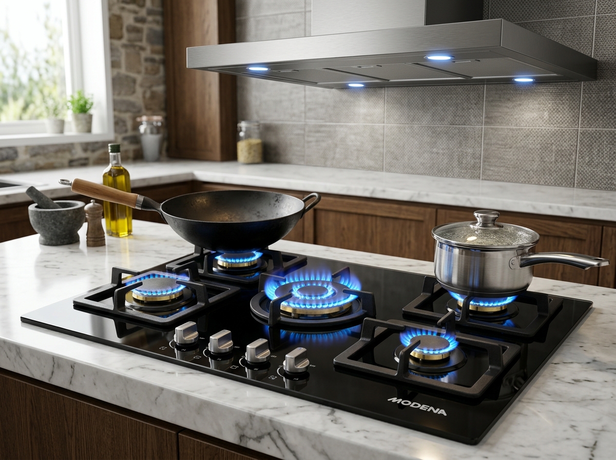 Kompor Tanam Gas Hob Tempered Glass Modena