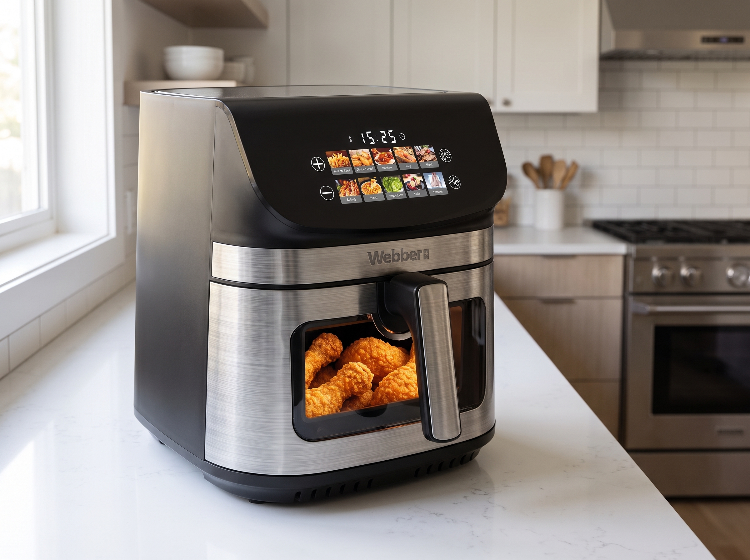 Smart Air Fryer Digital dengan Kaca Jendela Webber